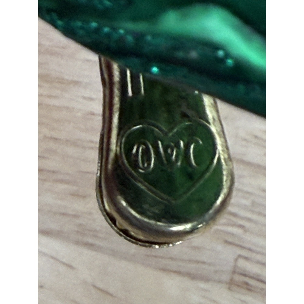 Old World Christmas Brilliant Songbird-Green Glass No Box Feathers Vintage #AA - Picture 4 of 7